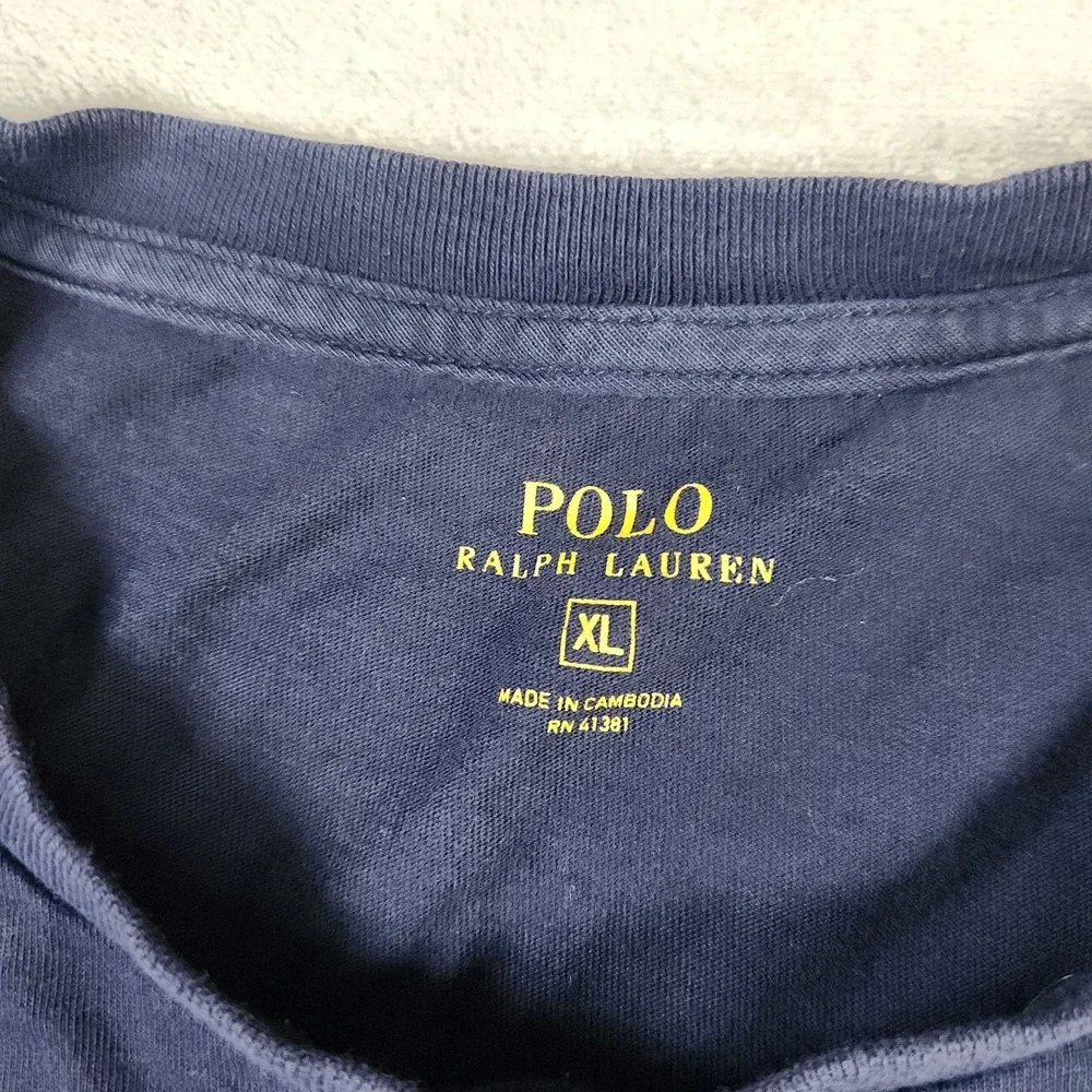 Polo Ralph Lauren Mens XL Navy Blue Pocket T-Shirt Classic Fit Crewneck Preppy